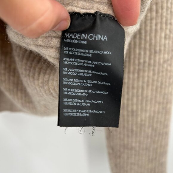 CLUB MONACO *Flawed* Oatmeal Beige Wool Alpaca Blend Ribbed Boxy Sweater Large - Picture 5 of 6